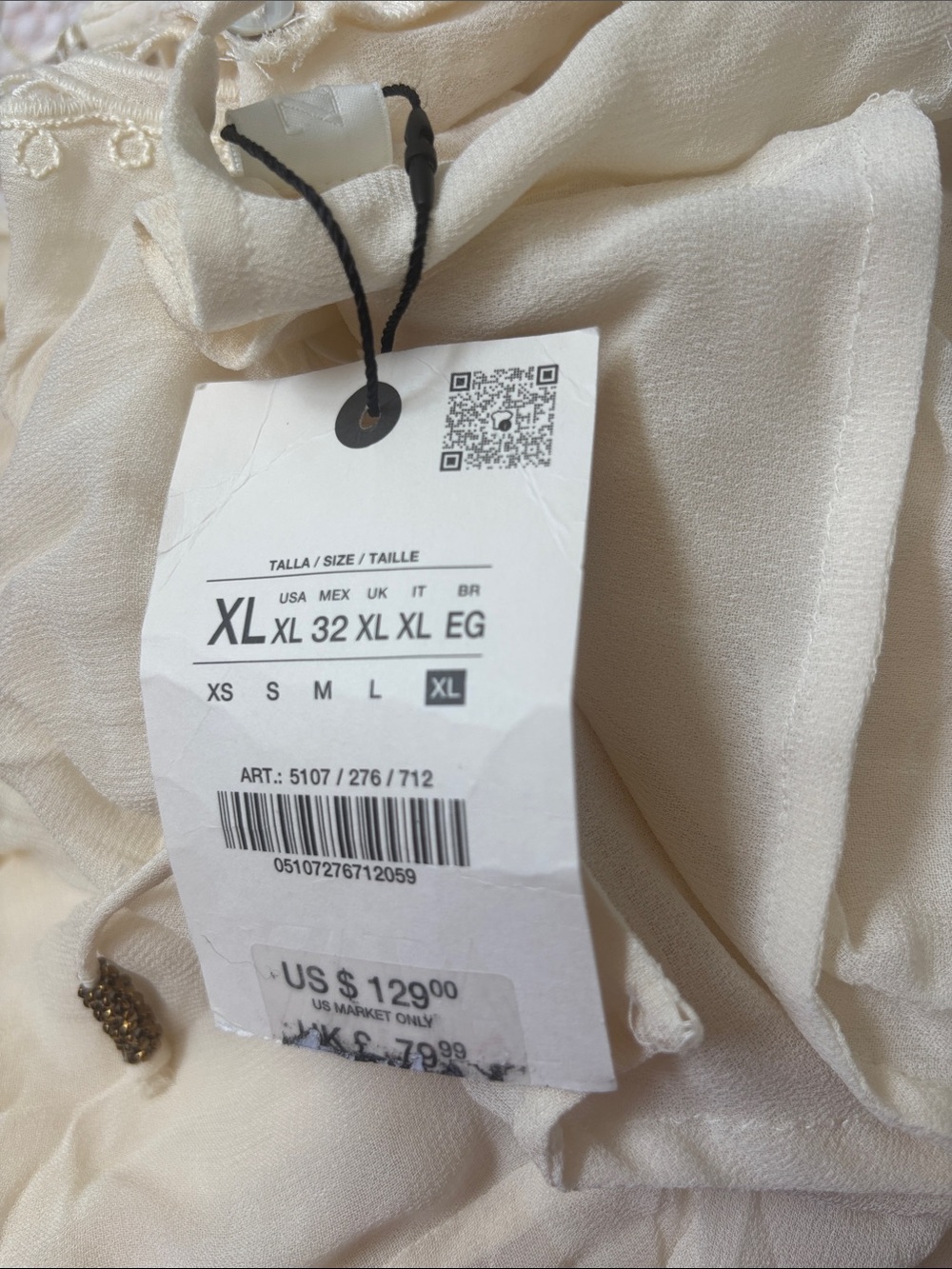 Zara Off-White Lace-Detail Slip Dress - Picture 6 of 6